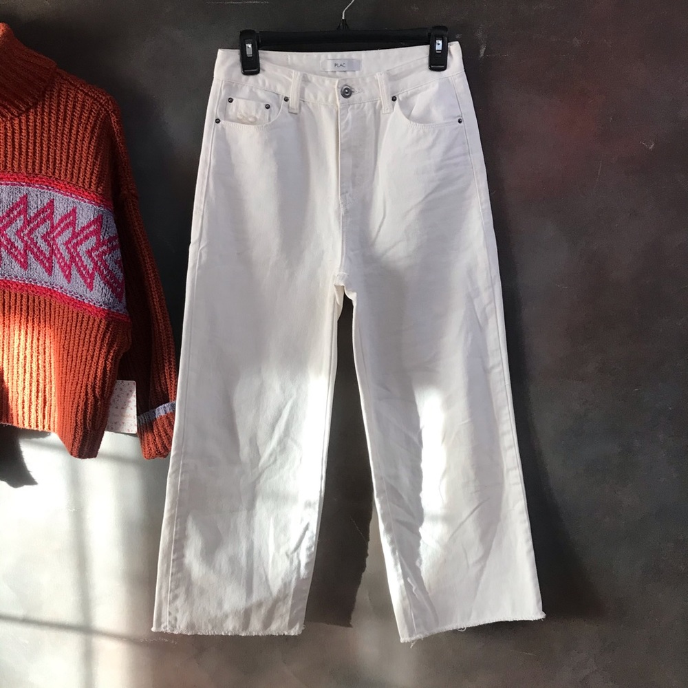 PLAC Jeans High Rise 12" Wide Legs Cropped Denim Size 26